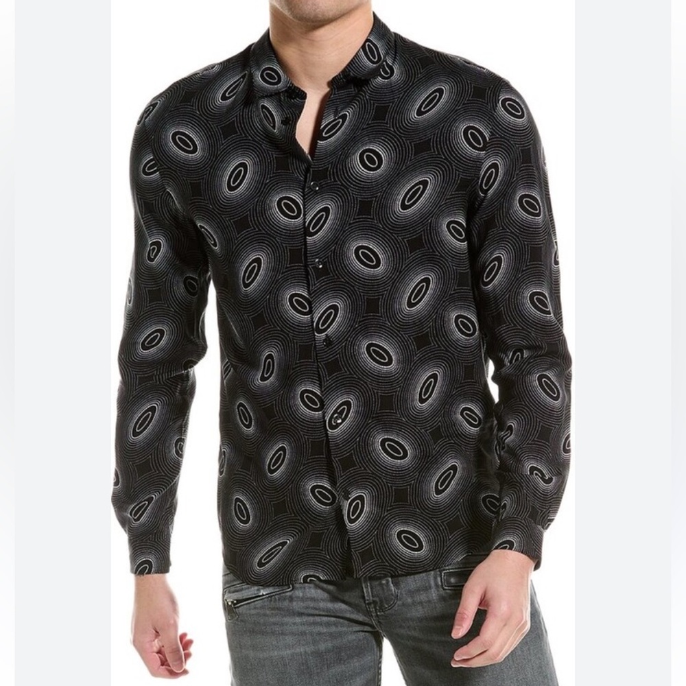 Kooples Men's Galaxy Black Patterned Shirt